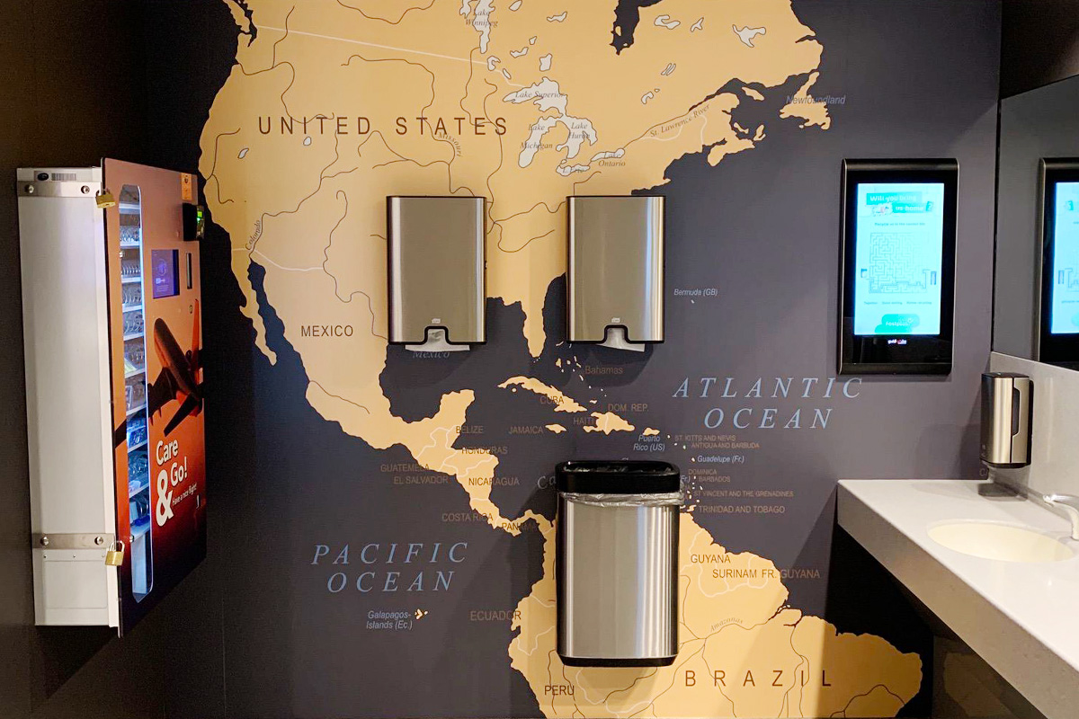 Wereldkaart wanddecoratie muursticker | Toiletten Brussels Airport